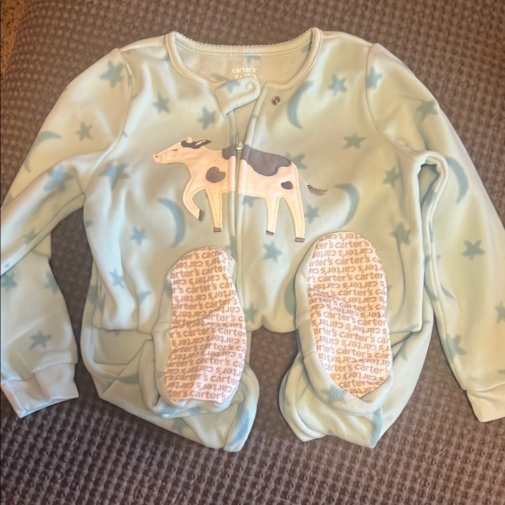 Carter's Light Blue Pajamas with Cow and Stars
